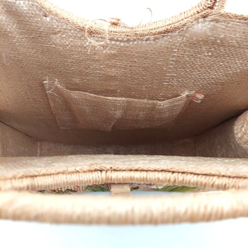 Handmade Pink Straw Cabana Small Summer Vacation Handbag Purse Fashion Tote - Picture 5 of 7